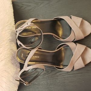 Grey microsuede open toe heels size 42